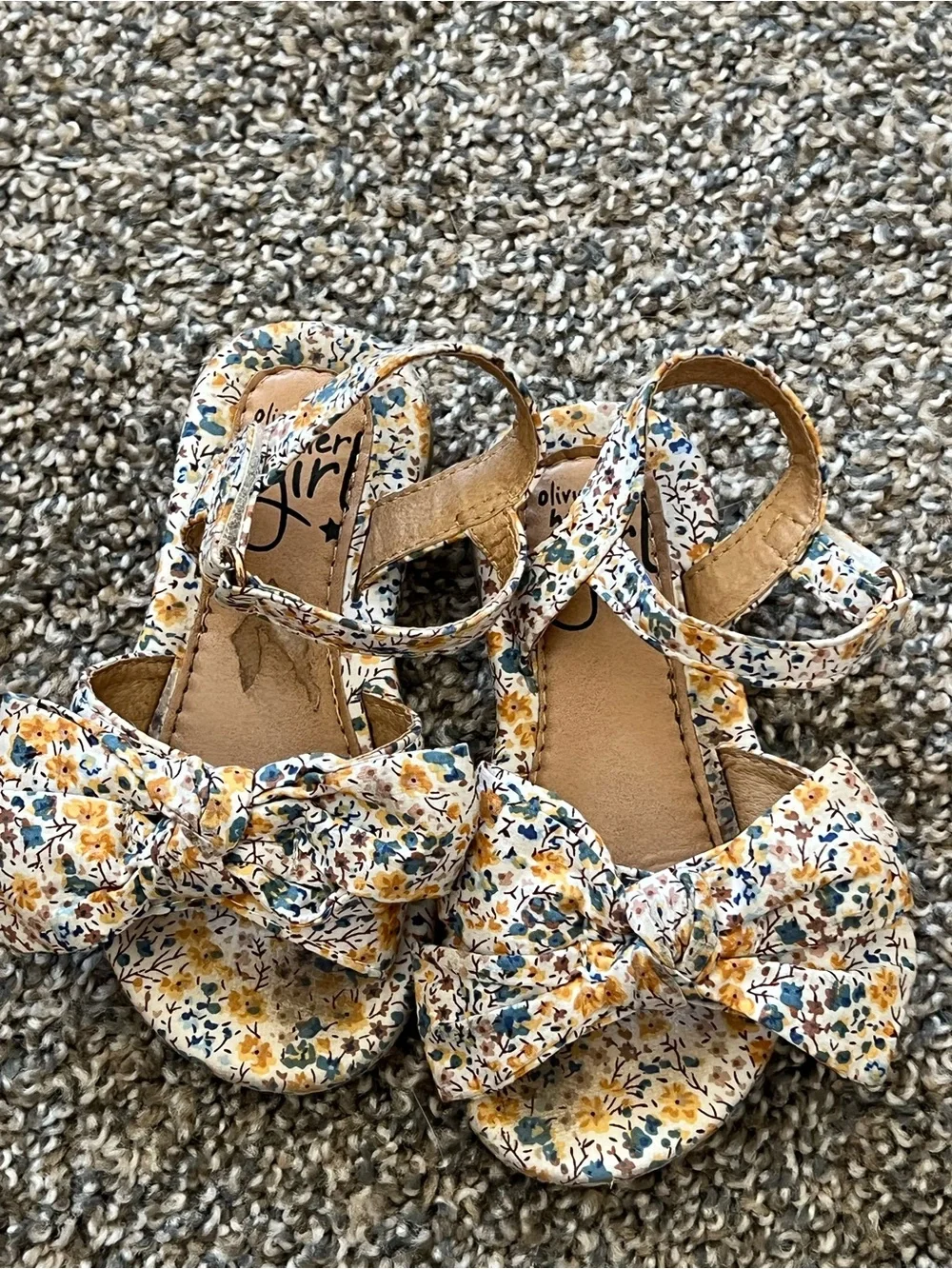 Olivia Miller Yellow Floral Bow Sandals for Kids